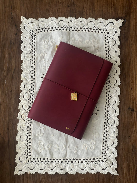 Journal en cuir A5 - Prune