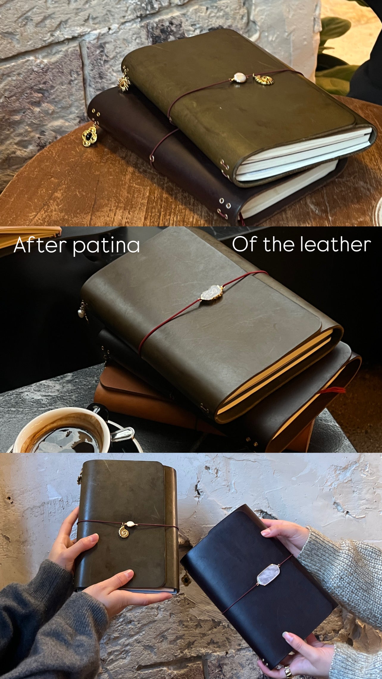 Journal en cuir A5 - Kaki