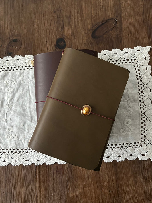 Journal en cuir passeport - Kaki