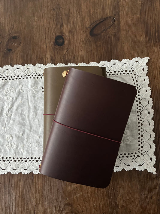 Journal en cuir passeport - Burgundy