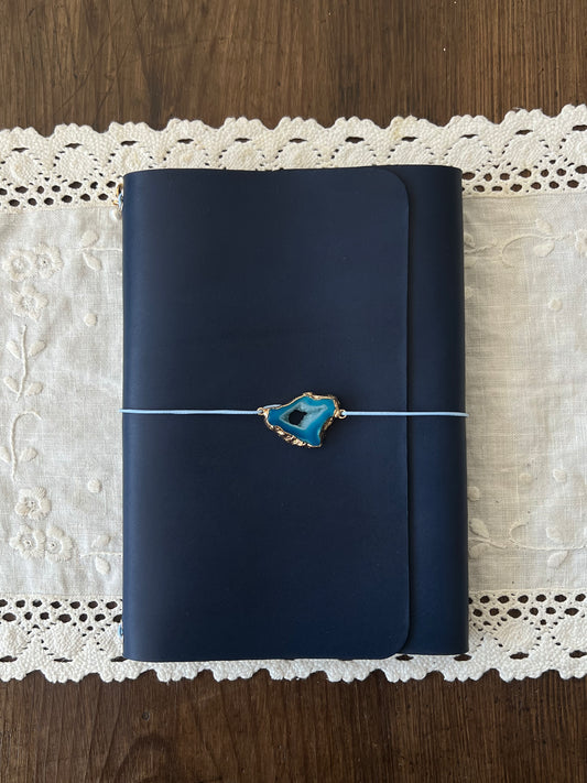 Journal en cuir passeport - Bleu navy