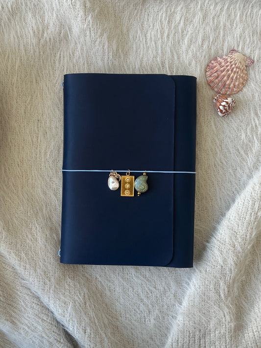 Journal en cuir passeport - Bleu navy