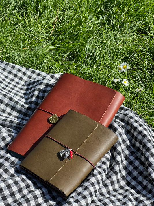 Journal en cuir passeport -Noisette