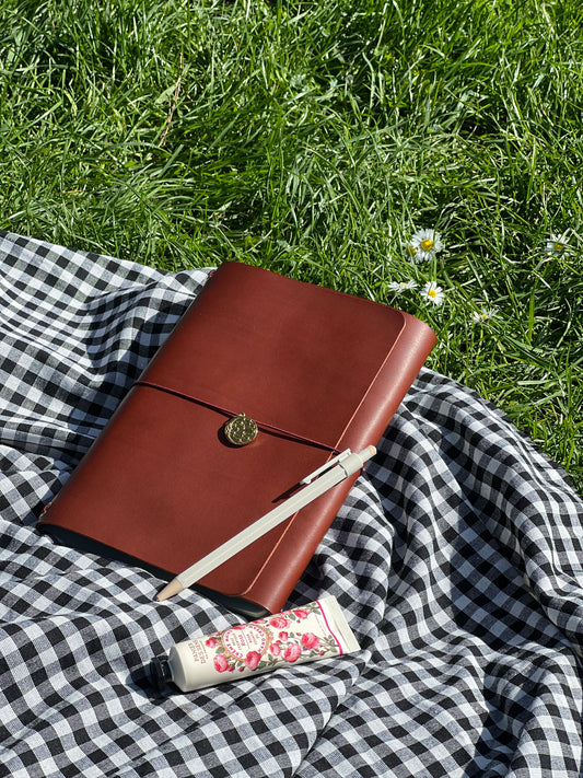Journal en cuir passeport -Noisette